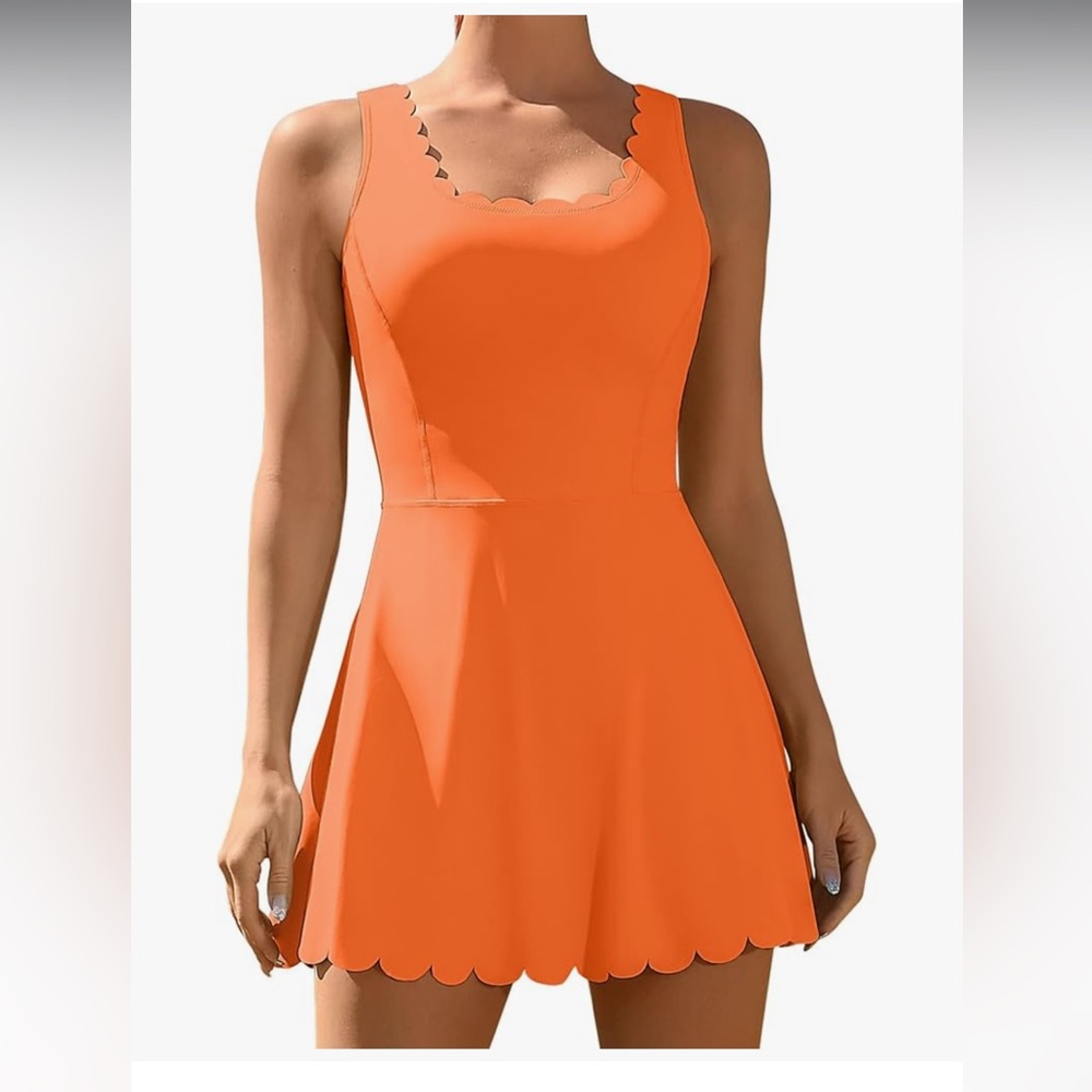 Orange Sleeveless Fit and Flare Mini Dress